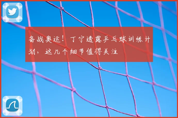 备战奥运！丁宁透露乒乓球训练计划，这几个细节值得关注